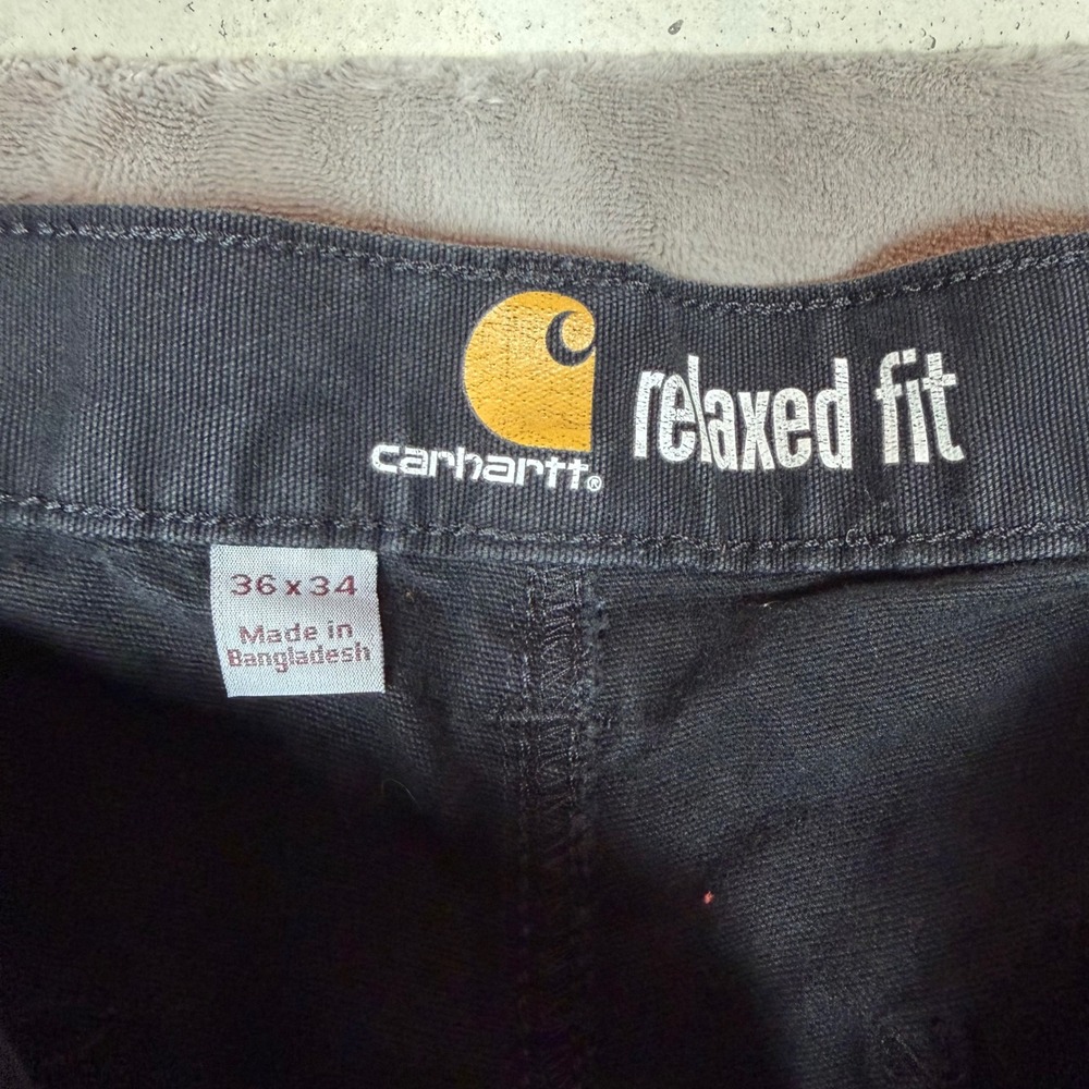 Carhartt 102291 Mens Relaxed Fit Rugged Flex Rigby Dungaree Black Pants 36x34 - Picture 2 of 4